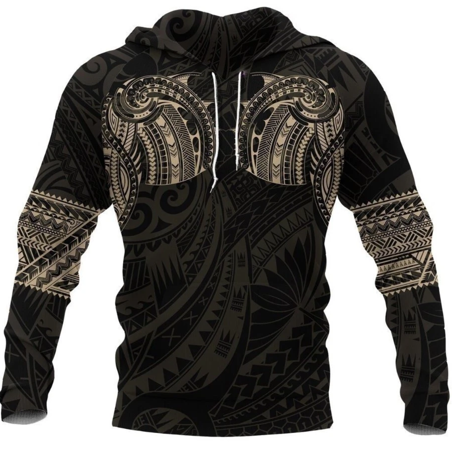 Polynesian Tattoo Style Gold Sweatshirt Hoodie, Polynesian Hoodie