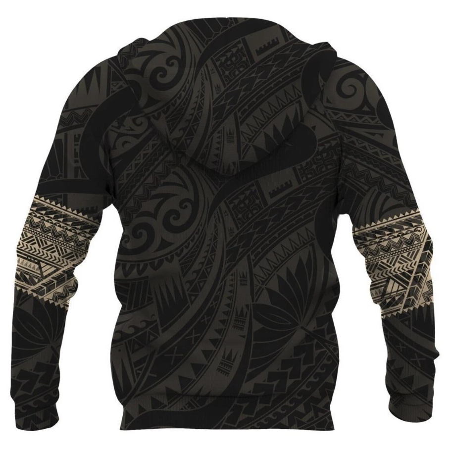 Polynesian Tattoo Style Gold Sweatshirt Hoodie, Polynesian Hoodie