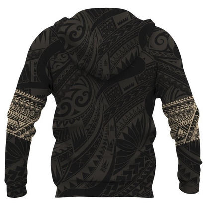 Polynesian Tattoo Style Gold Sweatshirt Hoodie, Polynesian Hoodie
