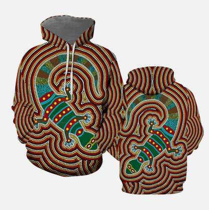 Aboriginal Lizard Dot 3D All Over Print Hoodie