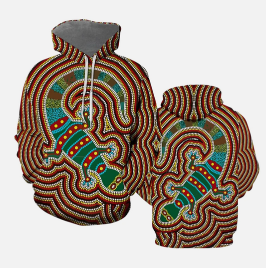 Aboriginal Lizard Dot 3D All Over Print Hoodie