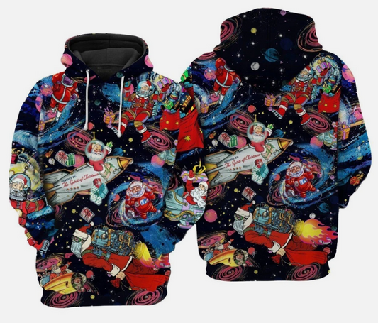 Christmas Santa In The Space Unisex 3D Hoodie