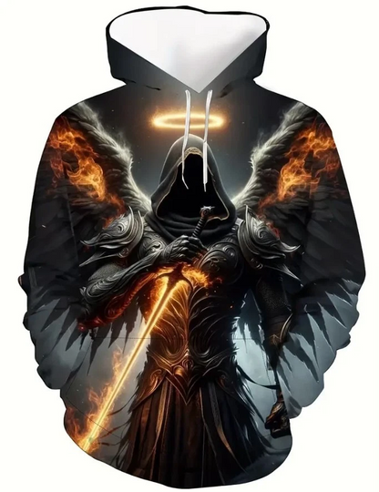 Men'S 3D Digital Print Cartoon Hoodie, Long Sleeve Pullover