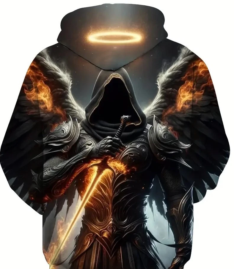 Men'S 3D Digital Print Cartoon Hoodie, Long Sleeve Pullover