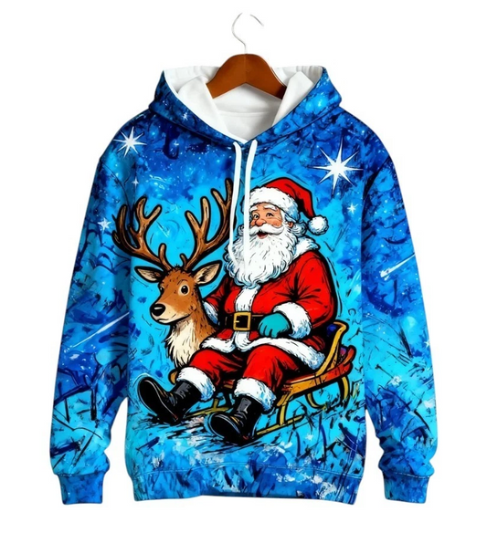 Christmas Man Hoodie Fashion Gingerbread Man 3D Print Sweatshirts Pocket