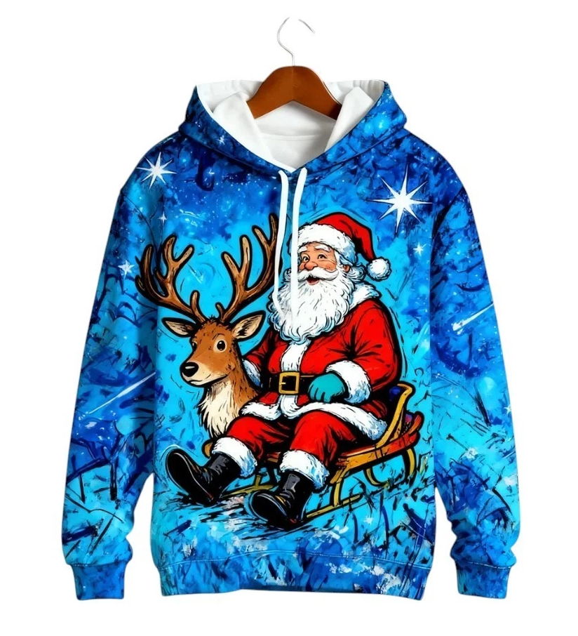 Christmas Man Hoodie Fashion Gingerbread Man 3D Print Sweatshirts Pocket