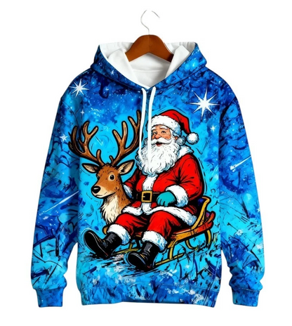 Christmas Man Hoodie Fashion Gingerbread Man 3D Print Sweatshirts Pocket