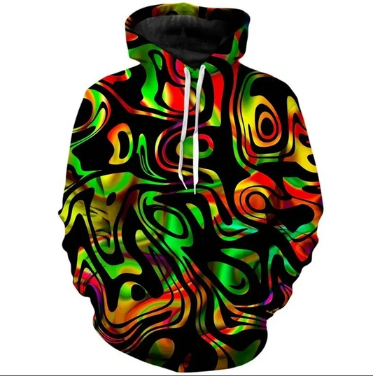New Pattern Men's Hoodie 3D Printed Color Paint Sportswear Street Long