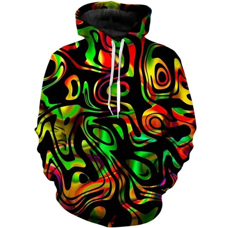 New Pattern Men's Hoodie 3D Printed Color Paint Sportswear Street Long