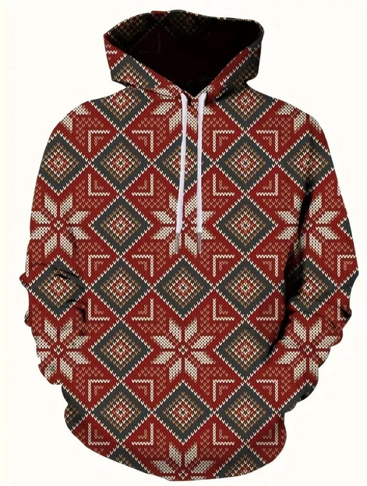 Casual Chic, Men's Hoodie - Southwestern Geometric Print