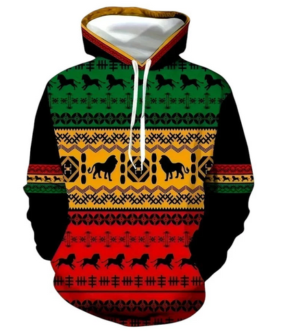 Men's Fashion Casual hoodie, Ethnic Pattern Print Hooded