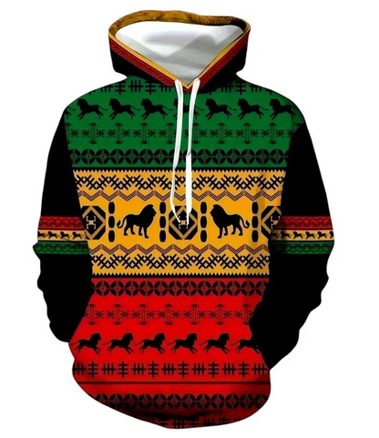 Men's Fashion Casual hoodie, Ethnic Pattern Print Hooded