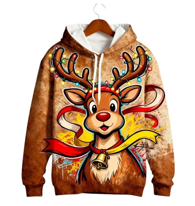 New Fun Christmas Snowman 3D Digital Print Man Hoodie Sweatshirt