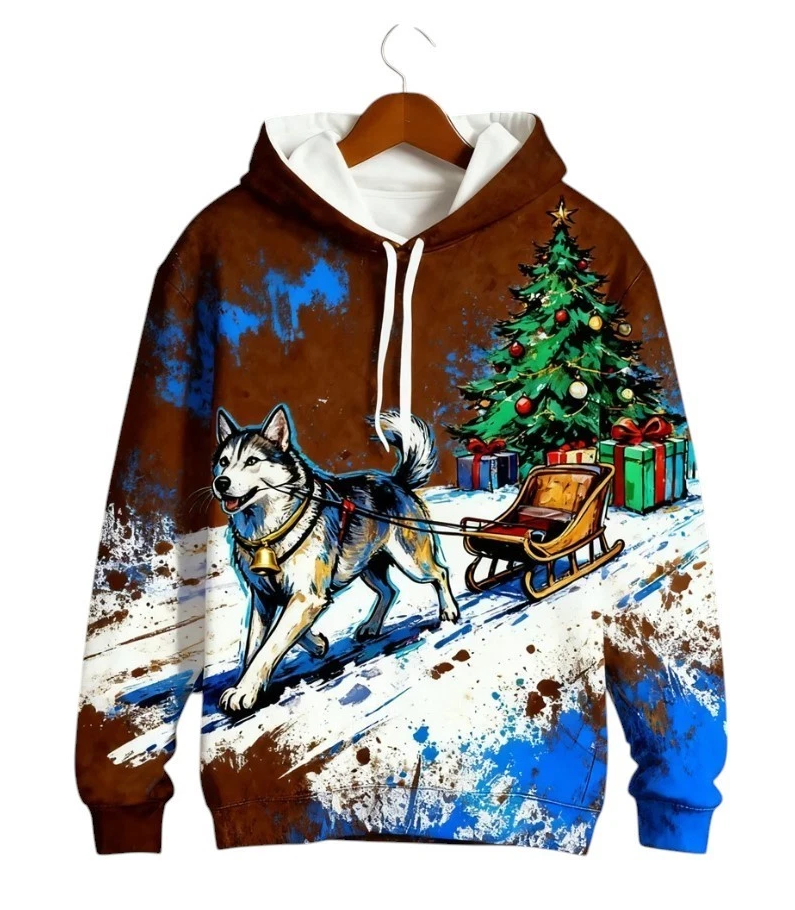 Christmas Man Hoodie Fashion Gingerbread Man 3D Print Sweatshirts Pocket