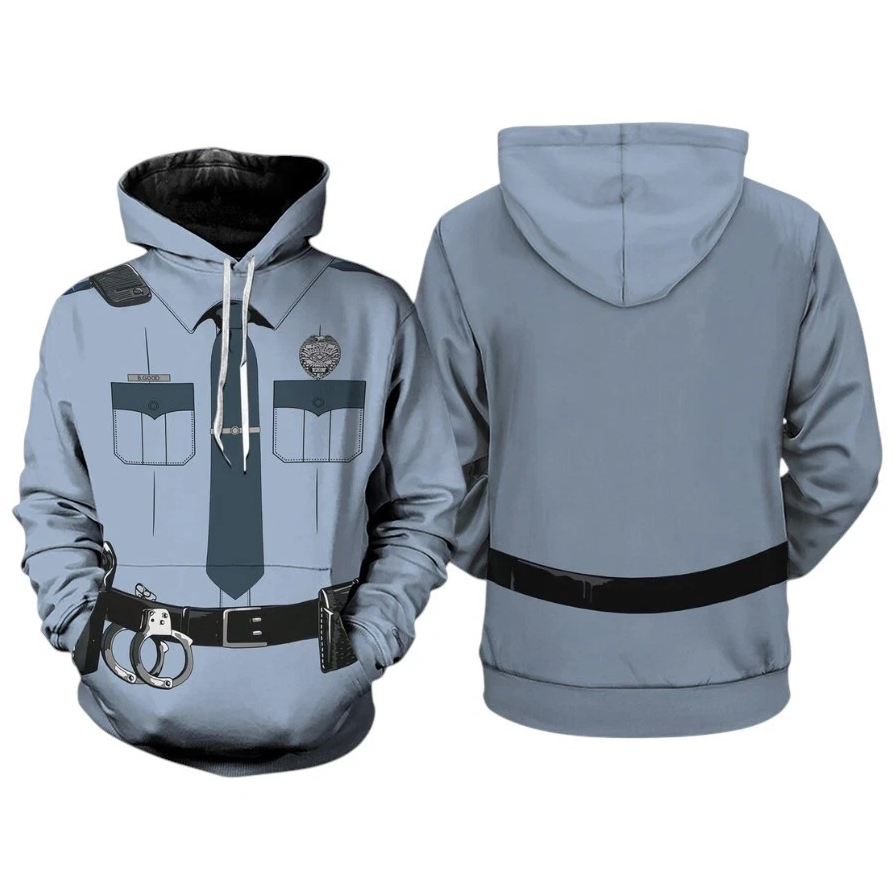 Police Full Over Print 3D Hoodie, Police Officer Cosplay Shirt