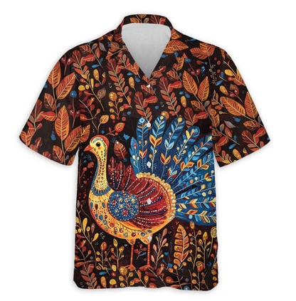 Thanksgiving Turkey Hawaiian Shirt, Unisex Polyester , All Over Print