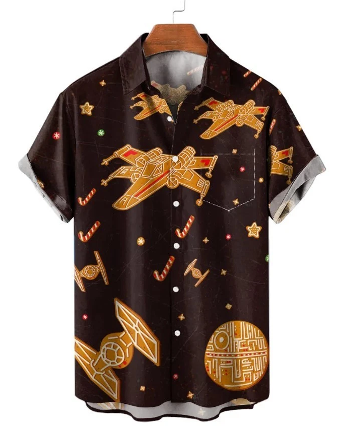 Hawaiian Shirts Christmas Space Shuttle Cookies Print Shirts