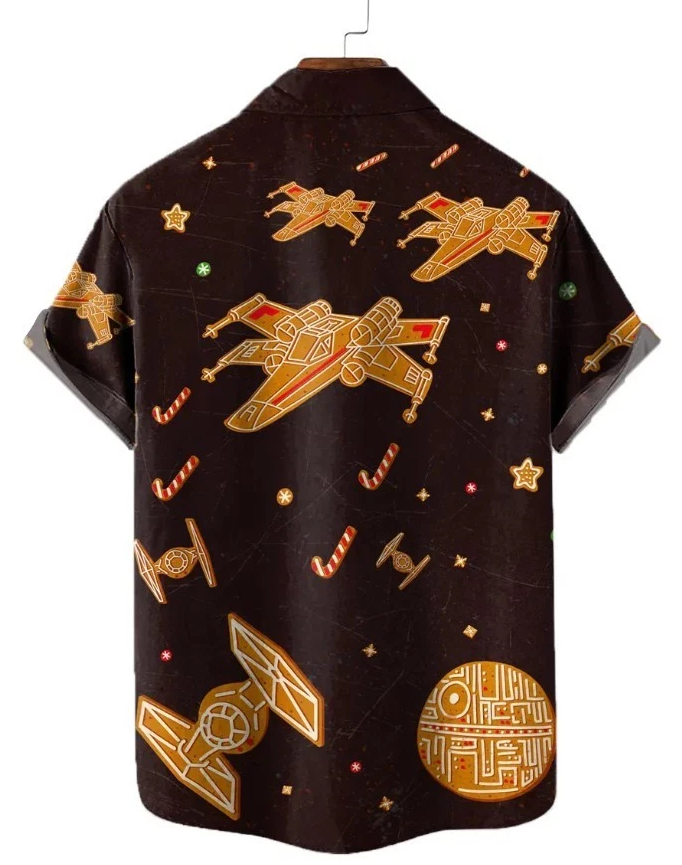 Hawaiian Shirts Christmas Space Shuttle Cookies Print Shirts