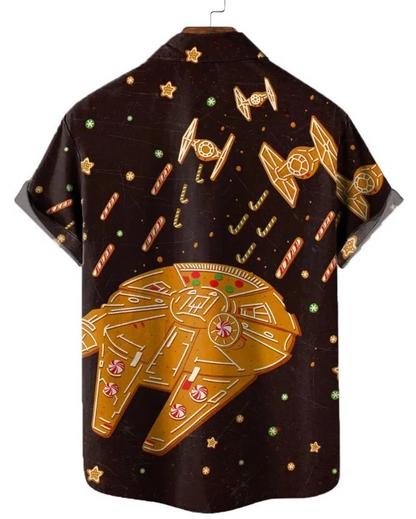 Hawaiian Shirts Christmas Space Shuttle Cookies Print Shirts