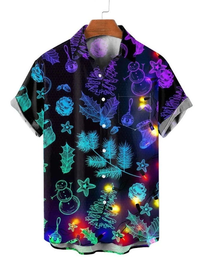 Christmas Lights Hawaiian Short Sleeve Shirt