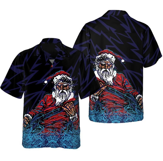 Hawaiian Shirts, Rock Santa Shirt Short Sleeve, Christmas Shirt Idea Gift For Me