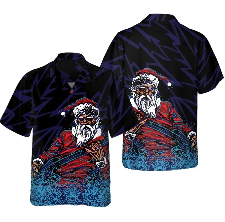 Hawaiian Shirts, Rock Santa Shirt Short Sleeve, Christmas Shirt Idea Gift For Me
