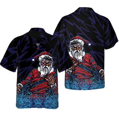 Hawaiian Shirts, Rock Santa Shirt Short Sleeve, Christmas Shirt Idea Gift For Me