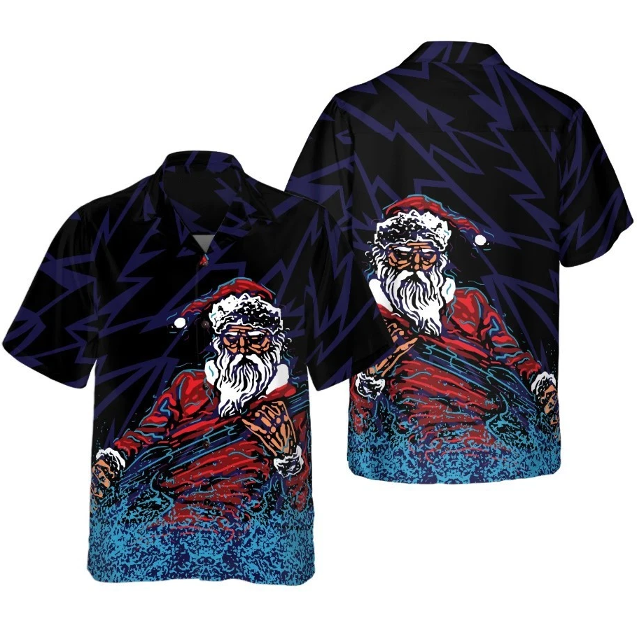 Hawaiian Shirts, Rock Santa Shirt Short Sleeve, Christmas Shirt Idea Gift For Me