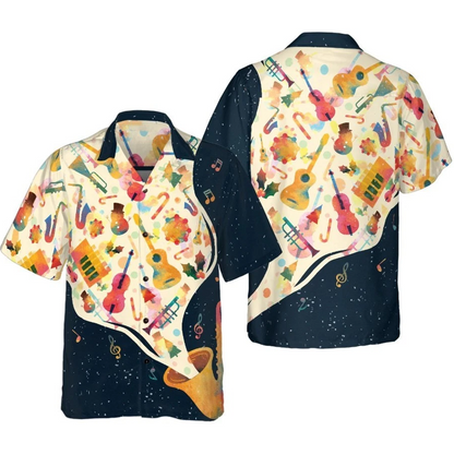 Christmas Hawaiian Shirts For Men and Women, Christmas Musical Instruments Hawai