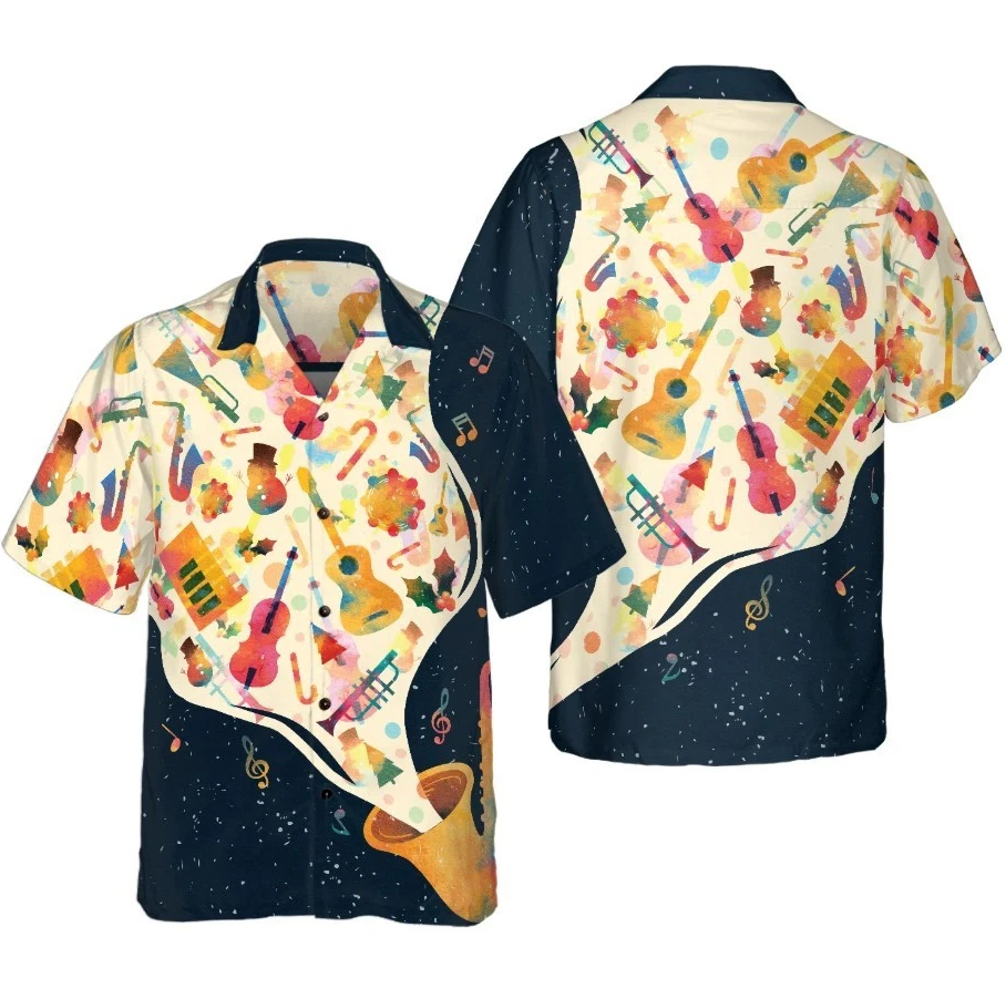 Christmas Hawaiian Shirts For Men and Women, Christmas Musical Instruments Hawai