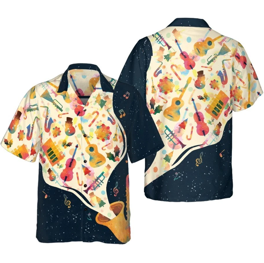 Christmas Hawaiian Shirts For Men and Women, Christmas Musical Instruments Hawai