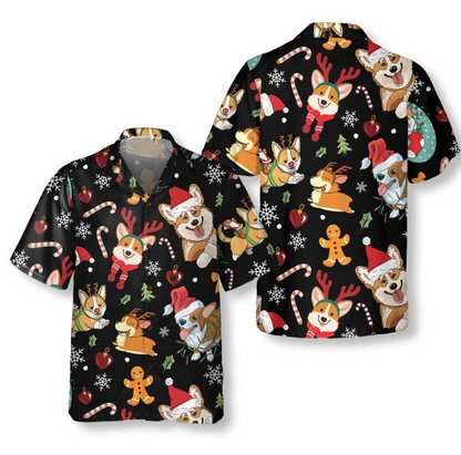 Adorable Corgis Dog Merry Christmas Hawaiian Shirt, Funny Dog Christmas Shirt