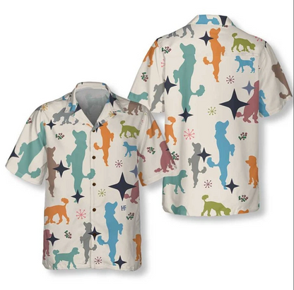 Christmas Poodle Seamless Pattern Hawaiian Shirt, Poodle Dog Christmas Shirt