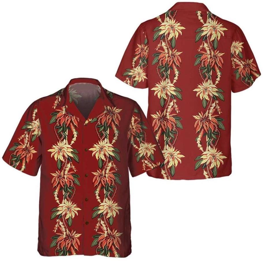 Poinsettia Christmas Hawaiian Shirt, Vintage Christmas Shirt, Best Christmas Gif