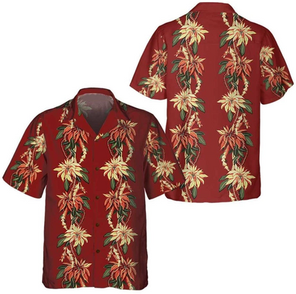 Poinsettia Christmas Hawaiian Shirt, Vintage Christmas Shirt, Best Christmas Gif