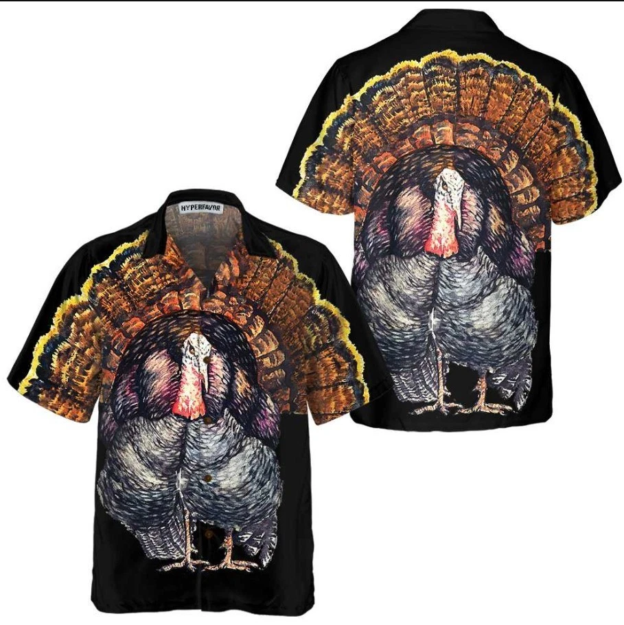 Standing Black Turkey Hawaiian Shirt, Thanksgiving Gobble Shirt, Gift For Thanks