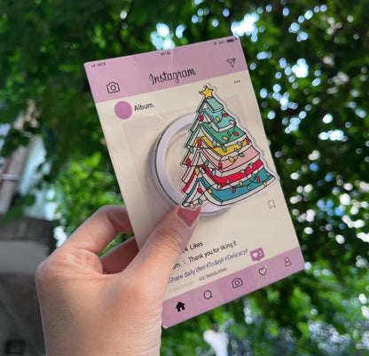 Christmas Tree Magnetic Phone Stand: Colorful Holiday Tree Phone Grip, Cute Christmas Lights Magsafe Holder, Perfect Gift for Christmas