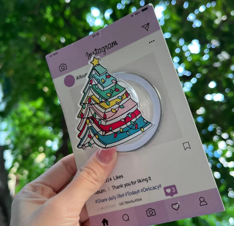 Christmas Tree Magnetic Phone Stand: Colorful Holiday Tree Phone Grip, Cute Christmas Lights Magsafe Holder, Perfect Gift for Christmas