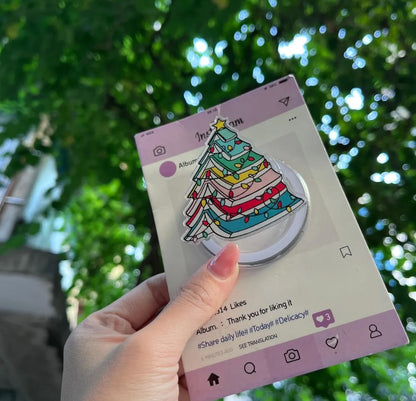 Christmas Tree Magnetic Phone Stand: Colorful Holiday Tree Phone Grip, Cute Christmas Lights Magsafe Holder, Perfect Gift for Christmas