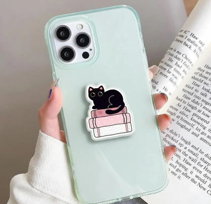 Cat on Books Magnetic Phone Grip – Cute Cat Lover Gift, Bookish Phone Accessory, Cat Lover Phone Holder, Amazing Magsafe Kindle Grip