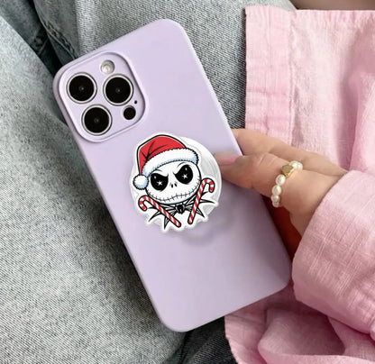 Spooky Santa Skeleton Magnetic Phone Grip – Candy Cane Holiday Holder, Christmas MagSafe Accessory for Phones, Amazing Christmas gift
