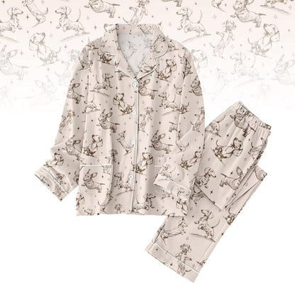 Dachshund Dog Pajamas Set, Cute Wiener Dog Pajamas Family, Sausage Puppy Pajamas For Her, Pet Lover Matching Pajamas Set, Dog Love Pjs