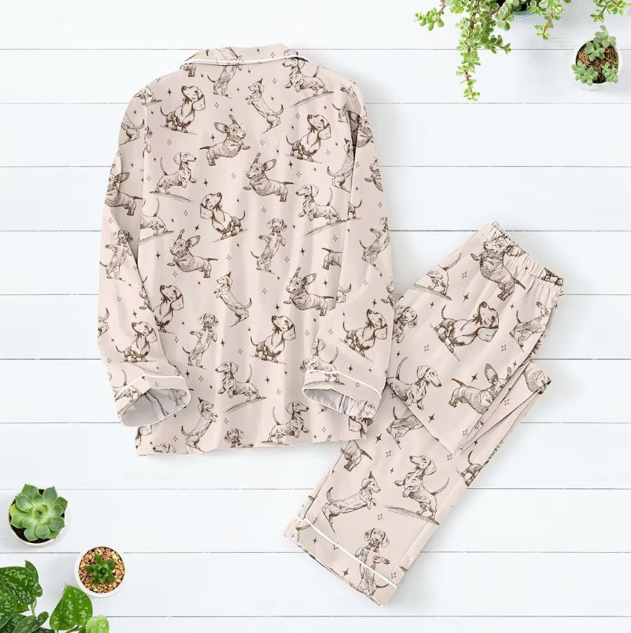 Dachshund Dog Pajamas Set, Cute Wiener Dog Pajamas Family, Sausage Puppy Pajamas For Her, Pet Lover Matching Pajamas Set, Dog Love Pjs