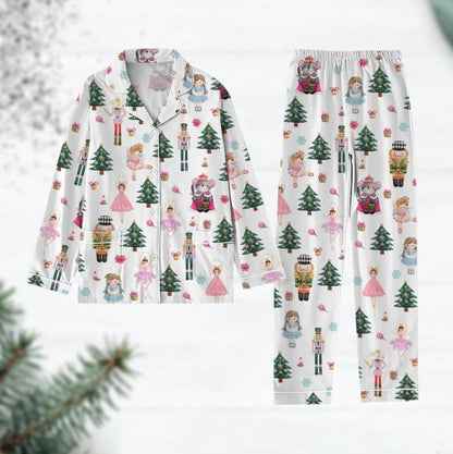 Christmas Pink Nutcracker Pajamas Set, Pink Fairy Women Pajamas, Nutcracker Ballet Xmas Pajamas, Winter Holiday Gift For Her