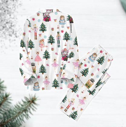 Christmas Pink Nutcracker Pajamas Set, Pink Fairy Women Pajamas, Nutcracker Ballet Xmas Pajamas, Winter Holiday Gift For Her