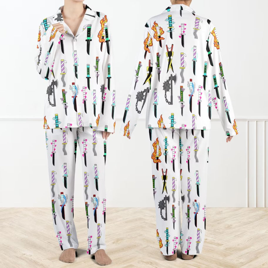 Hashira Demon Killer Silky Satin Pajama Set For Women, Silky Anime Sleepwear, Demon Slayer Inspired Pajama Set for Fans