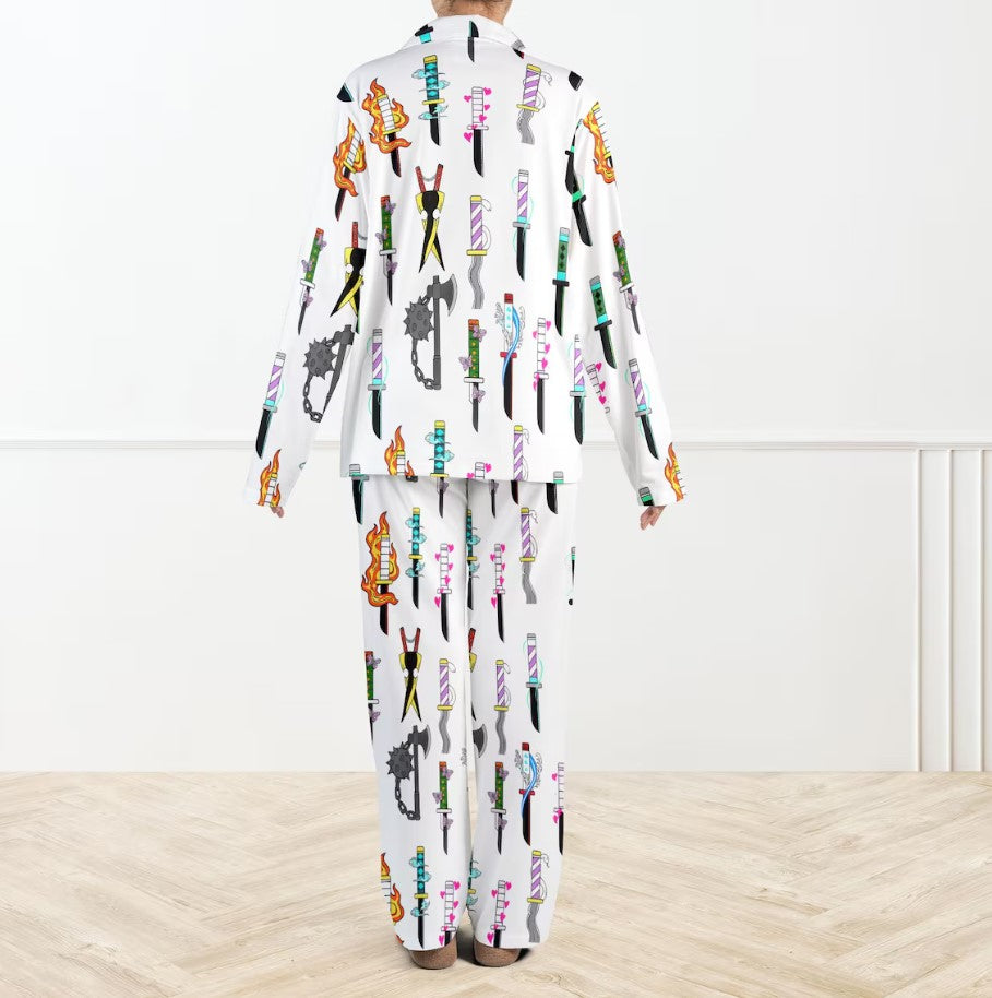 Hashira Demon Killer Silky Satin Pajama Set For Women, Silky Anime Sleepwear, Demon Slayer Inspired Pajama Set for Fans