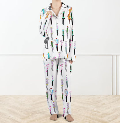 Hashira Demon Killer Silky Satin Pajama Set For Women, Silky Anime Sleepwear, Demon Slayer Inspired Pajama Set for Fans