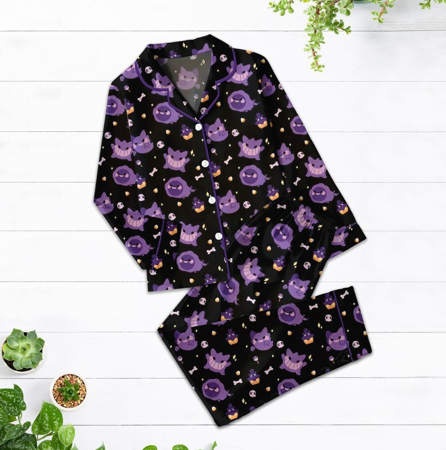 Halloween Gengar Family Pajamas Set, Poke Dream pyjamas, Pajamas For Couple, Gift For Him, Poke Lover Y2K Crewneck, Family pajamas PSH1825