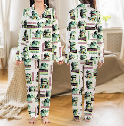 Pesonalized Lizard Lizard Lizard Meme Pajamas Set Funny Meme Lizard Pajamas Holiday Christmas Party Pajamas Set Family Matching Pajamas 04